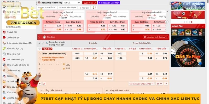 77Bet cập nhật tỷ lệ bóng chày nhanh chóng và chính xác liên tục