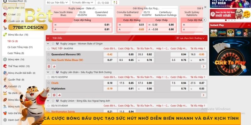 Cá cược bóng bầu dục tạo sức hút nhờ diễn biến nhanh và đầy kịch tính Cá cược bóng bầu dục tạo sức hút nhờ diễn biến nhanh và đầy kịch tính