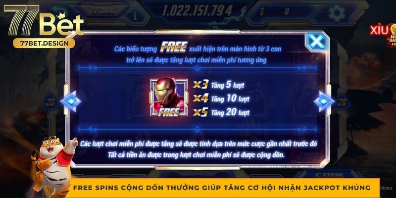 Free Spins cộng dồn thưởng giúp tăng cơ hội nhận jackpot khủng Free Spins cộng dồn thưởng giúp tăng cơ hội nhận jackpot khủng