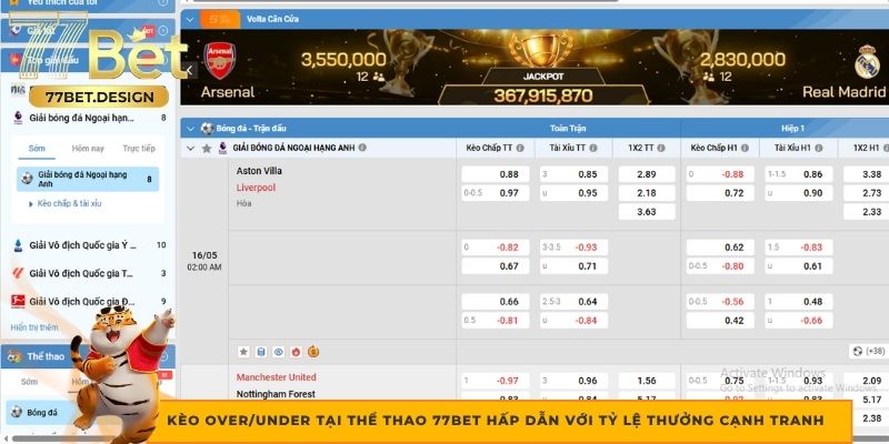 Kèo Over/Under tại thể thao 77bet hấp dẫn với tỷ lệ thưởng cạnh tranh Kèo Over/Under tại thể thao 77bet hấp dẫn với tỷ lệ thưởng cạnh tranh