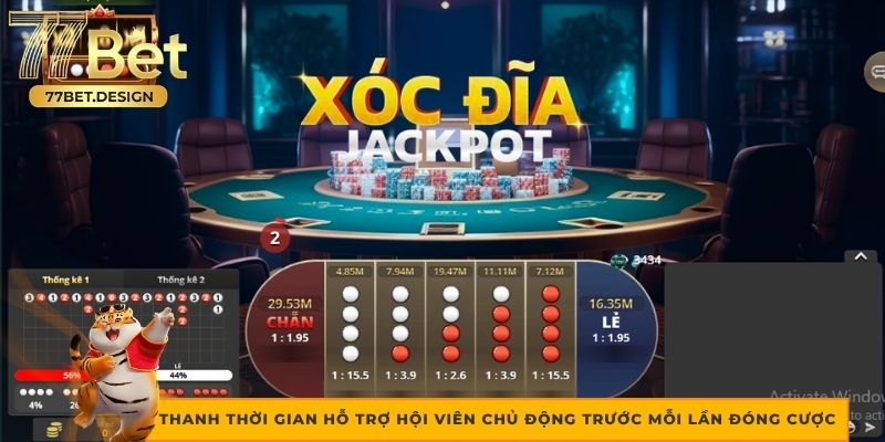 Thanh thời gian hỗ trợ hội viên chủ động trước mỗi lần đóng cược Thanh thời gian hỗ trợ hội viên chủ động trước mỗi lần đóng cược